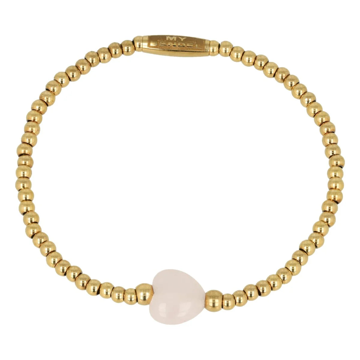 Rozekwarts hart armband goud