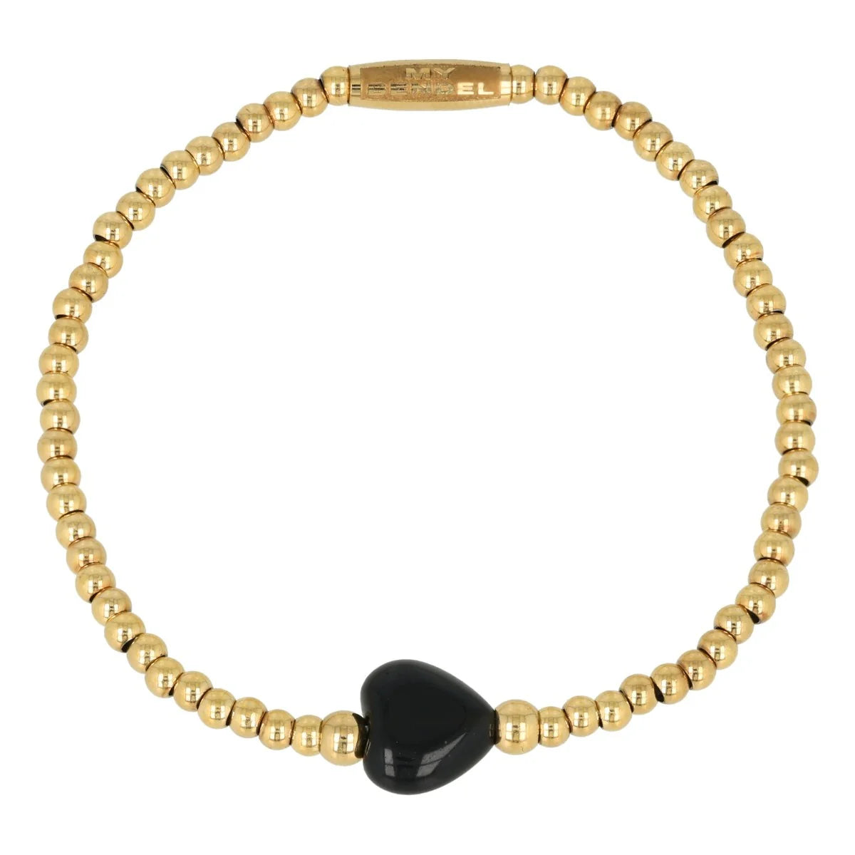 Onyx hart armband goud