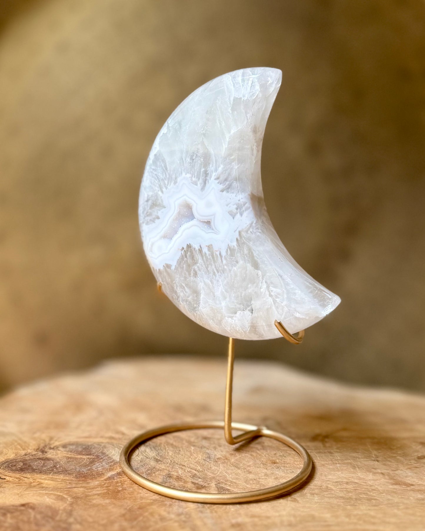 Grote druzy Agaat maan op standaard