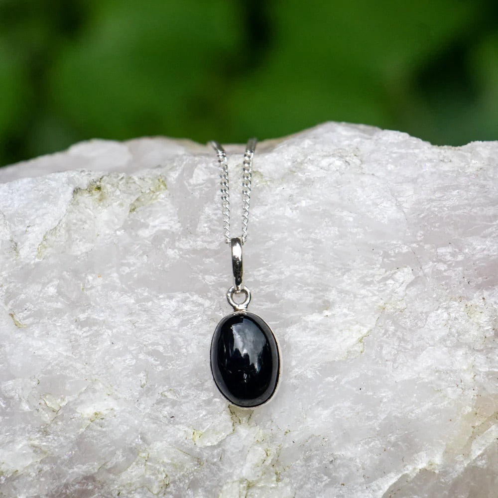 Zwarte Toermalijn sieradenset 925 Sterling Zilver