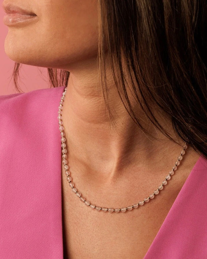 Rozekwarts ketting goud