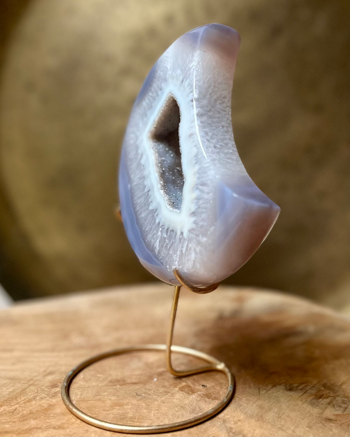 Grote druzy Agaat maan op standaard