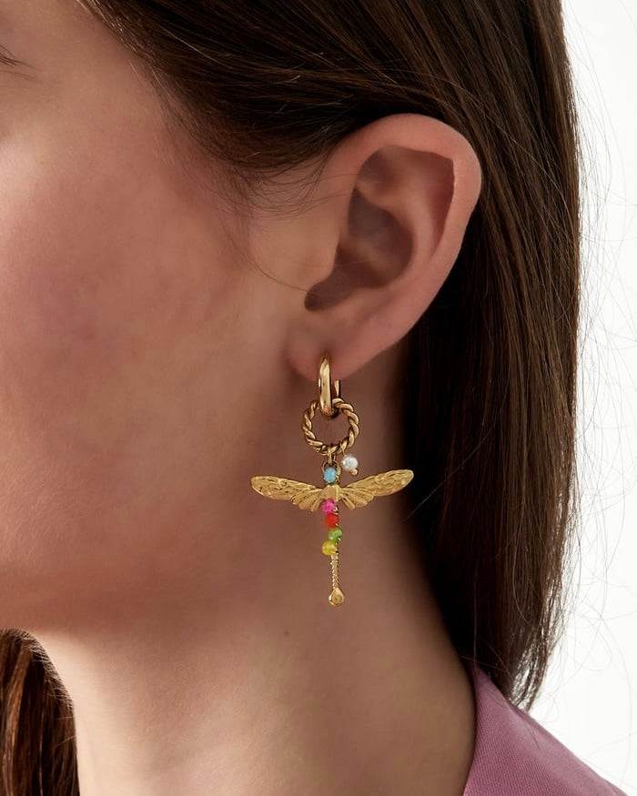 Libelle oorbellen goud