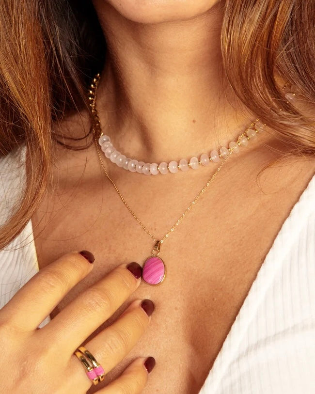 Rozekwarts schakelketting goud/zilver