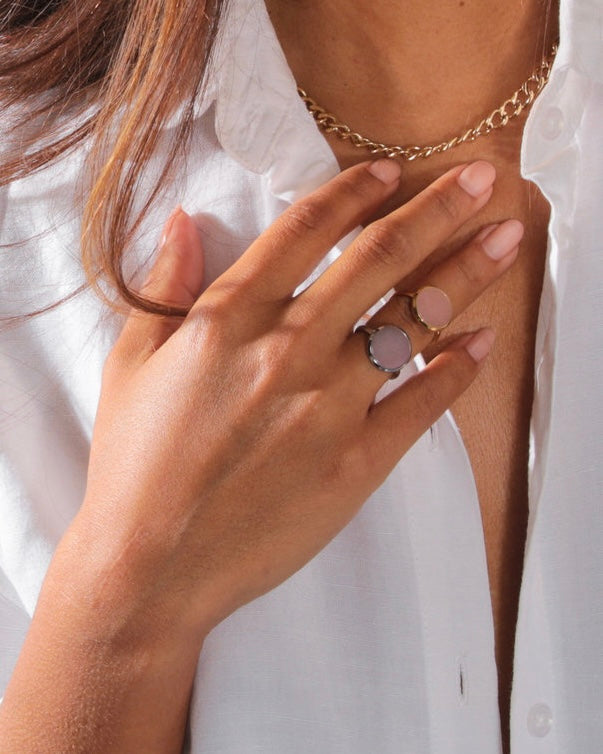 Rhodoniet ring rond zilver