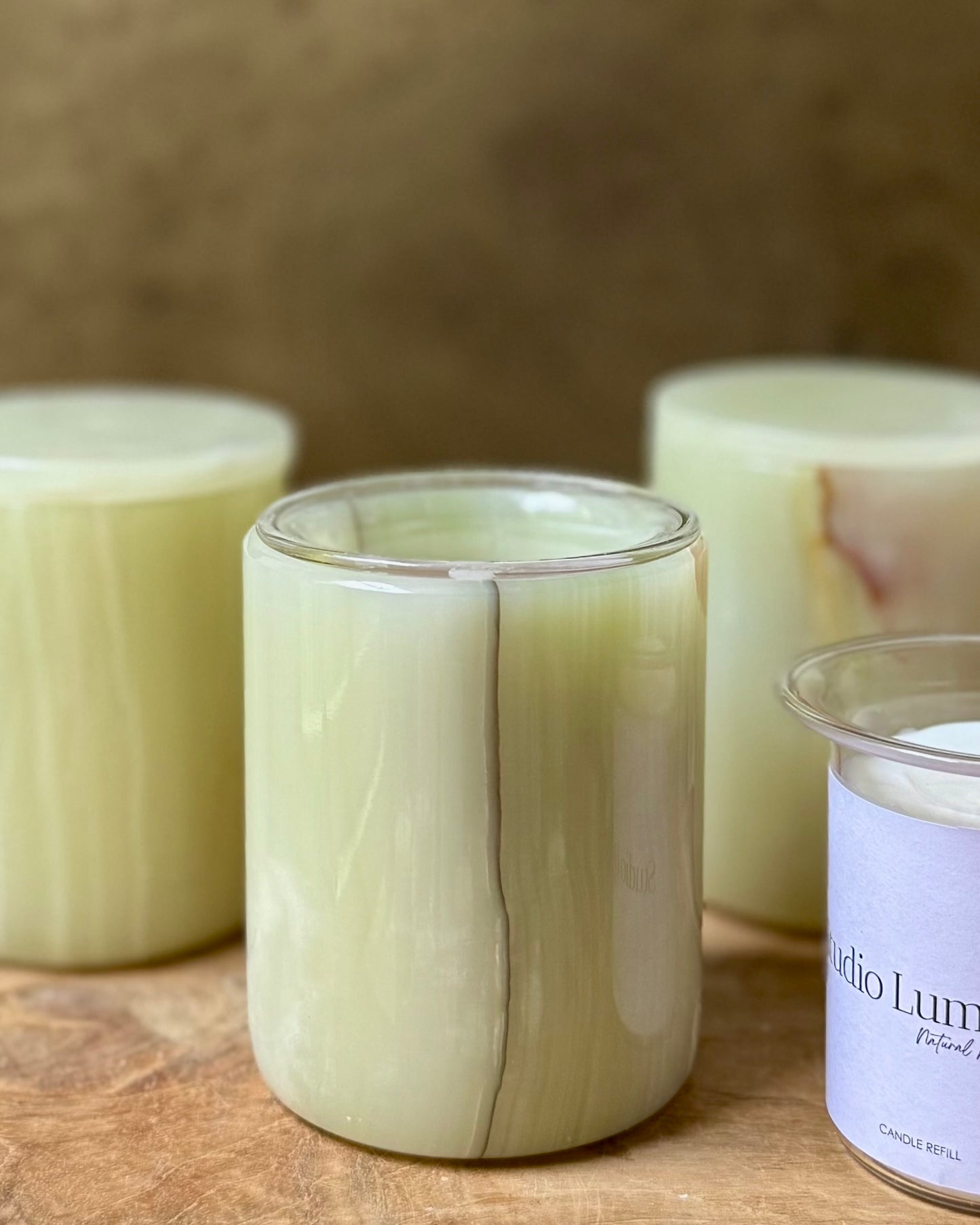 Groene Onyx pot met kaars