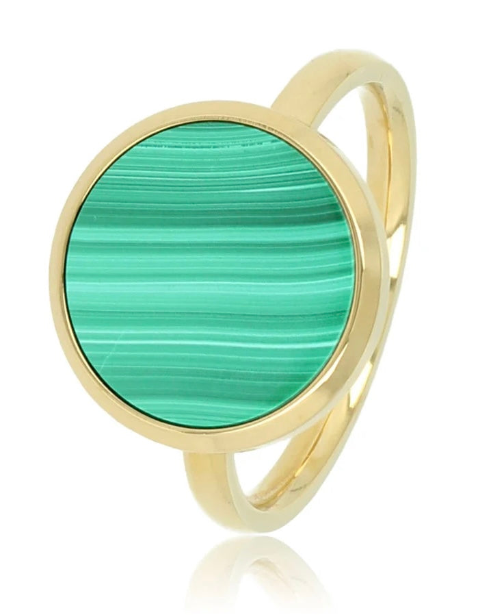 Malachiet ring rond goud/zilver