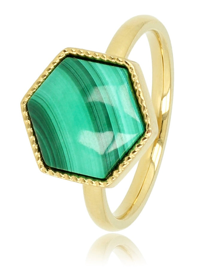 Malachiet zeshoek ring goud