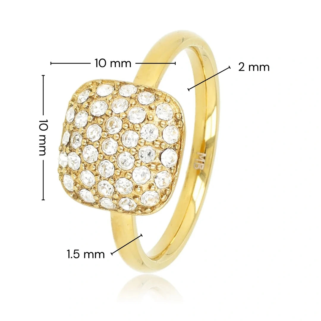 Ring vierkant zirkonia steentjes