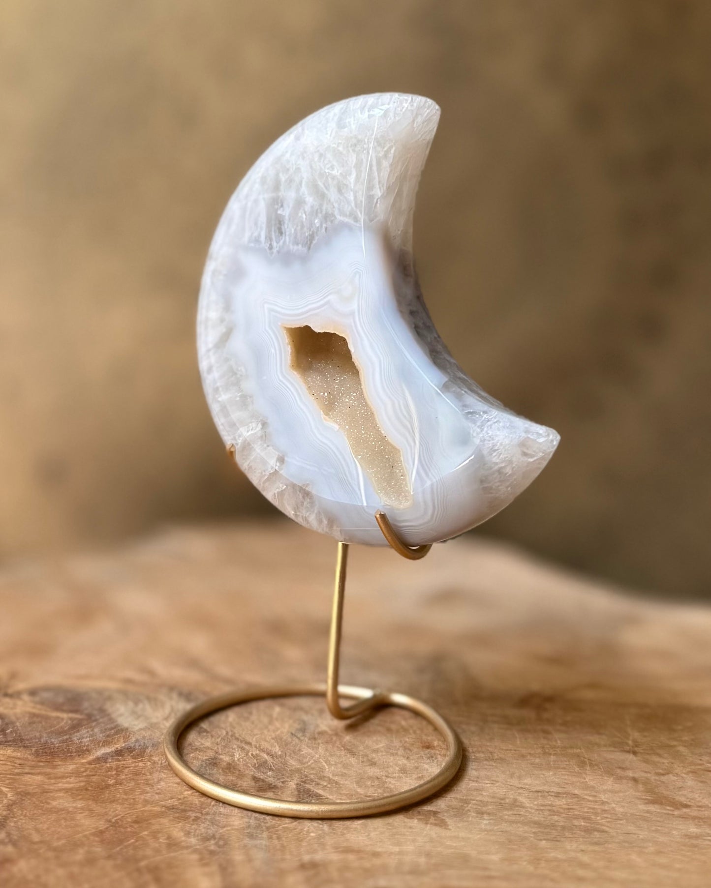Grote druzy Agaat maan op standaard