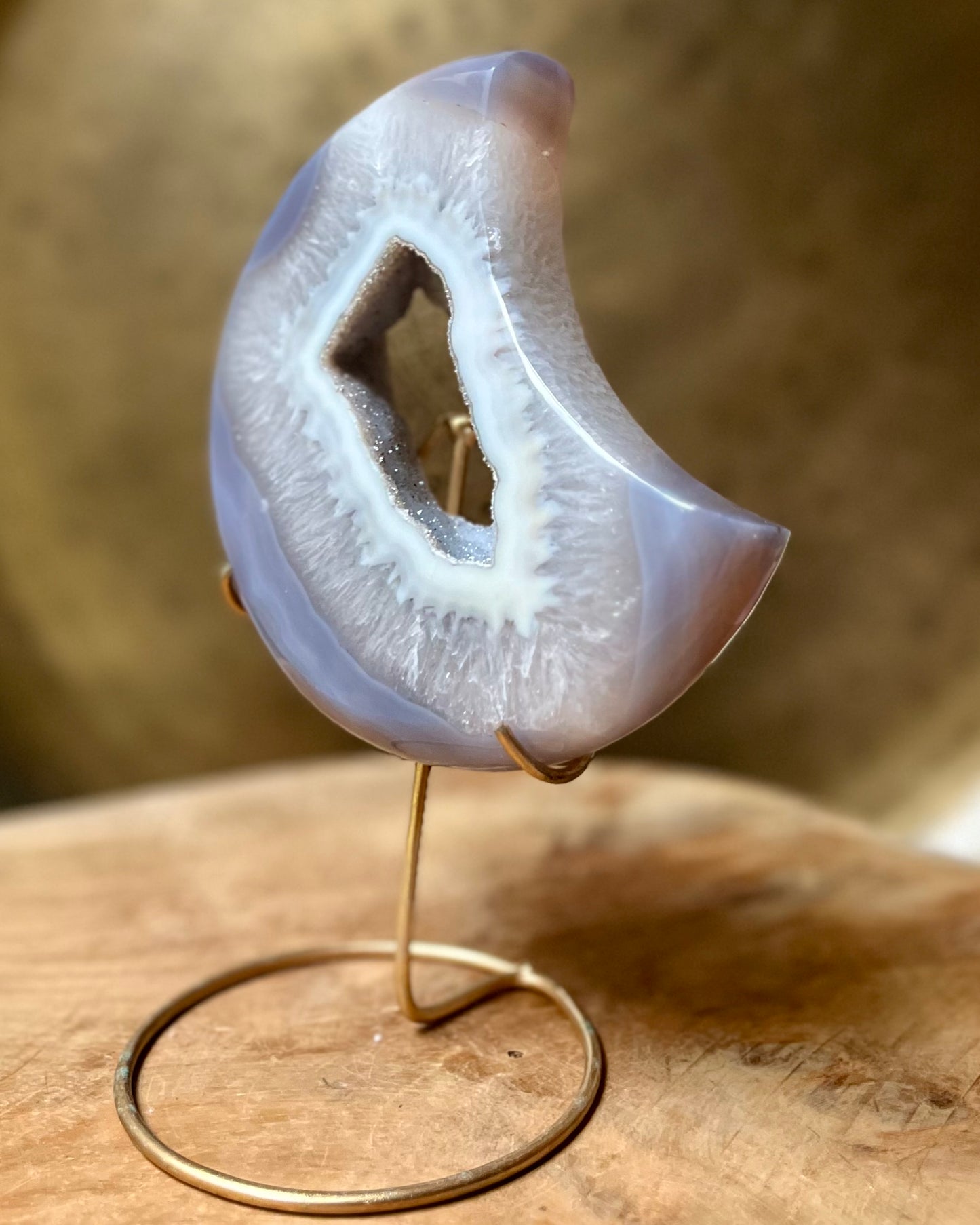 Grote druzy Agaat maan op standaard