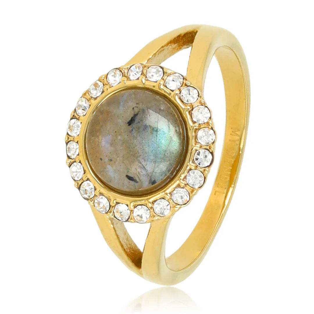 Labradoriet ring goud