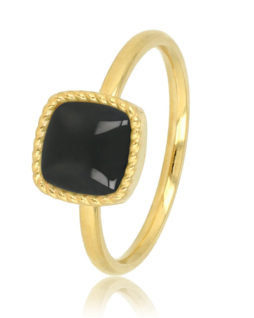 Onyx zegelring zilver/goud