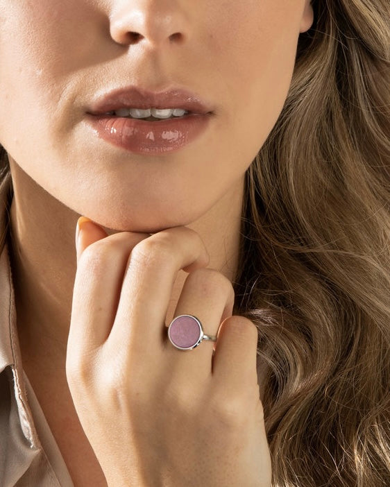 Rhodoniet ring rond zilver