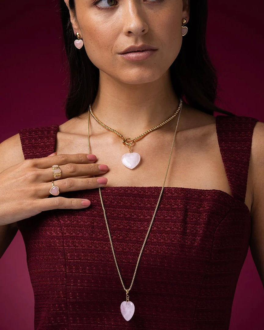 Rozekwarts ring hart