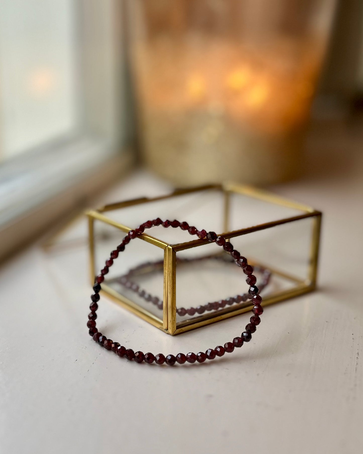 Granaat armband 4 mm facet geslepen