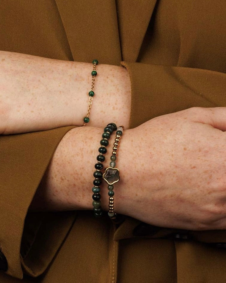 Mosagaat bloem armband goud