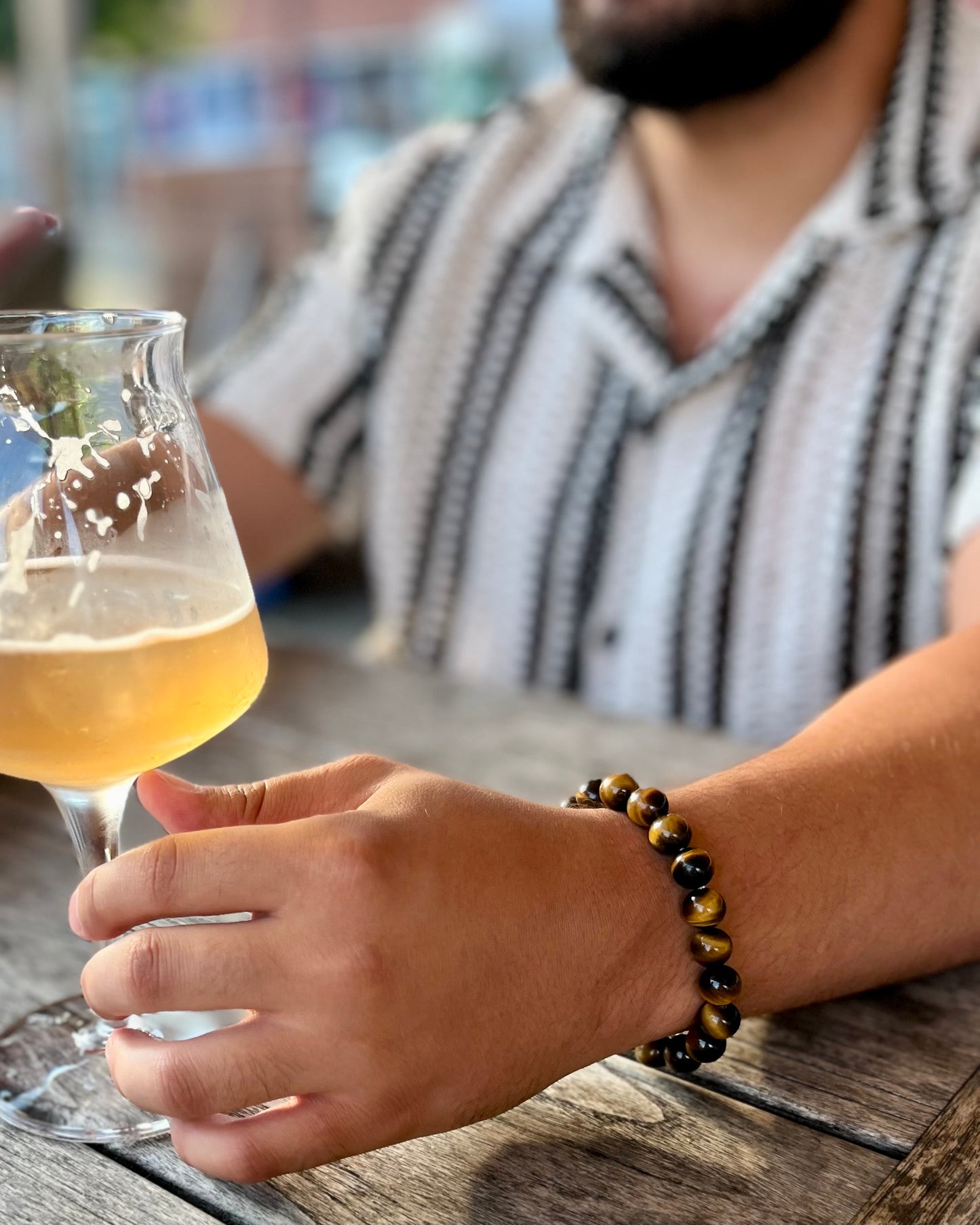 Tijgeroog heren kralenarmband 10 mm