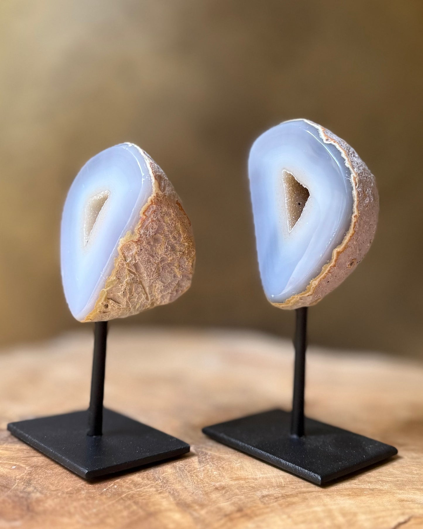 Agaat geode paartje op standaard