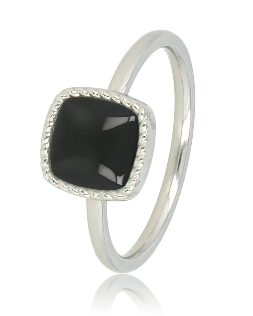 Onyx zegelring zilver/goud