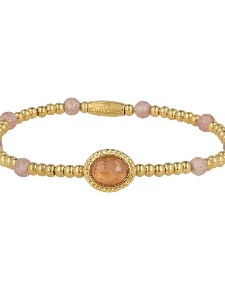 Aarbeienkwarts armband goud