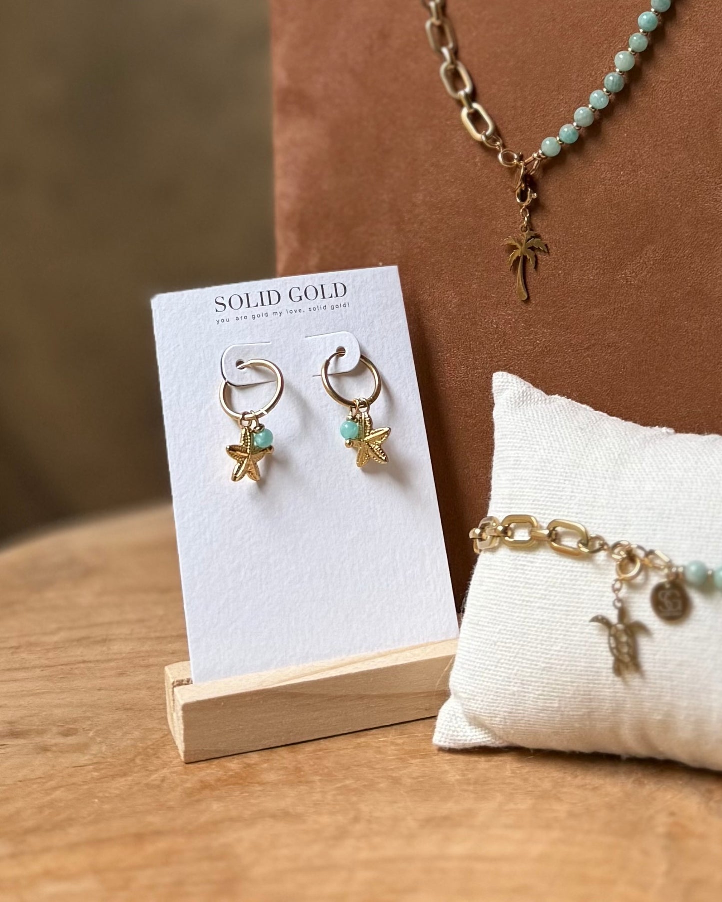 Starfish Oorbellen Amazoniet