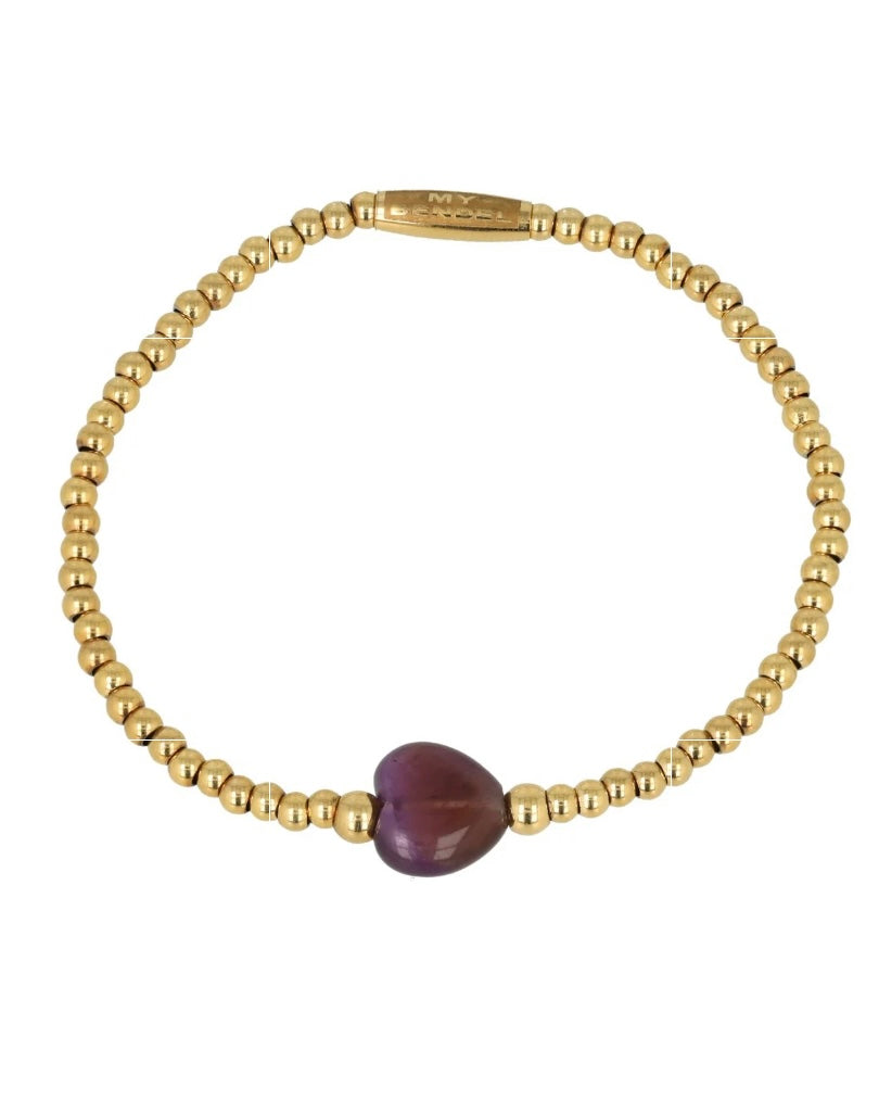 Amethist hart armband goud
