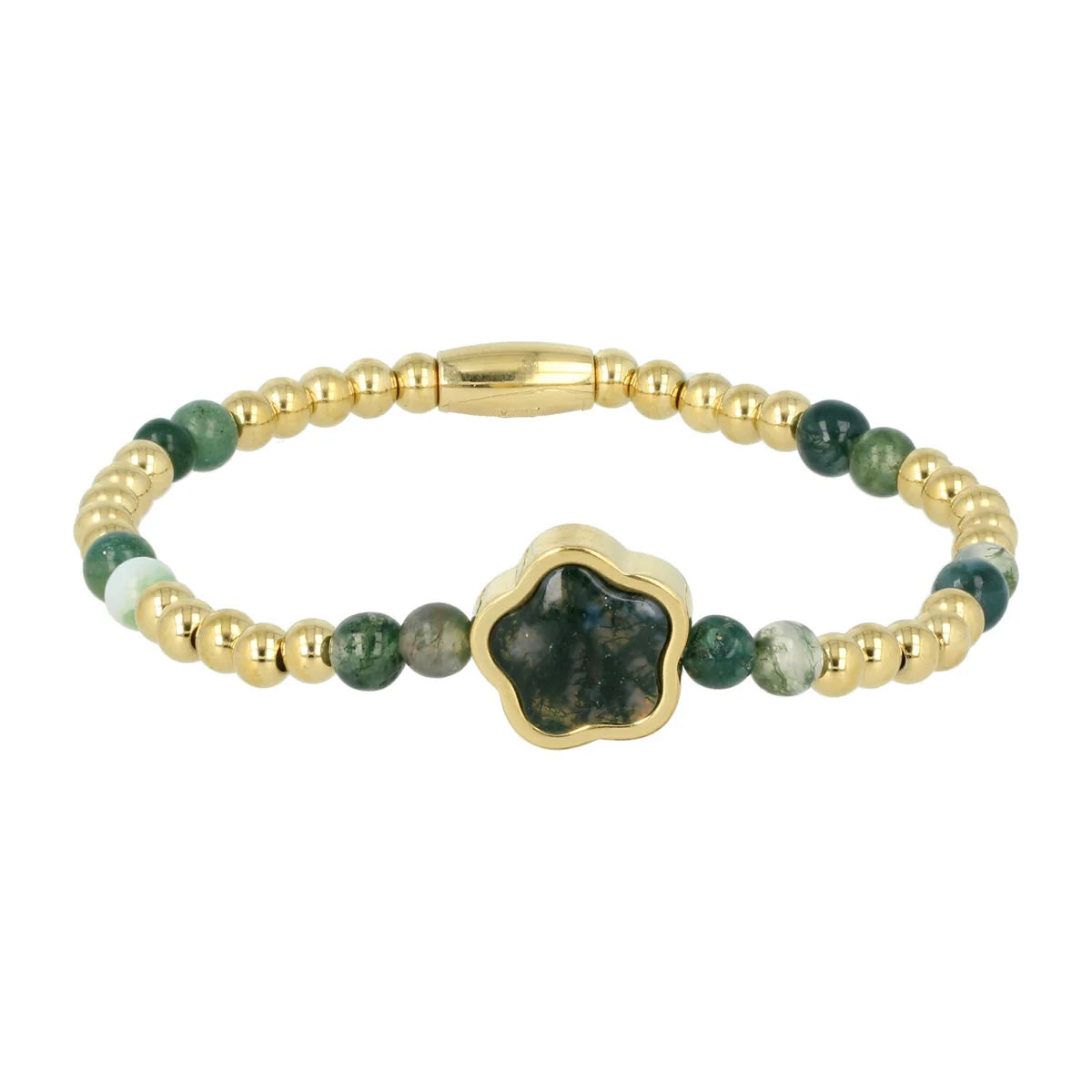 Mosagaat bloem armband goud