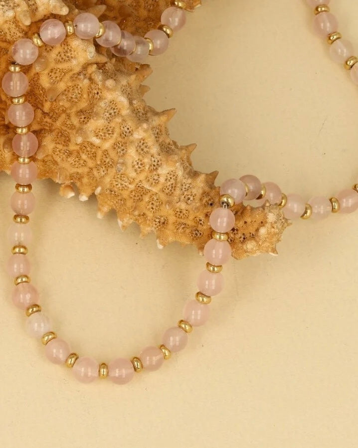 Rozekwarts ketting goud