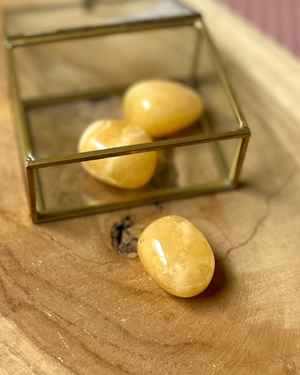 Yellow Calcite small tumbled stone A extra quality