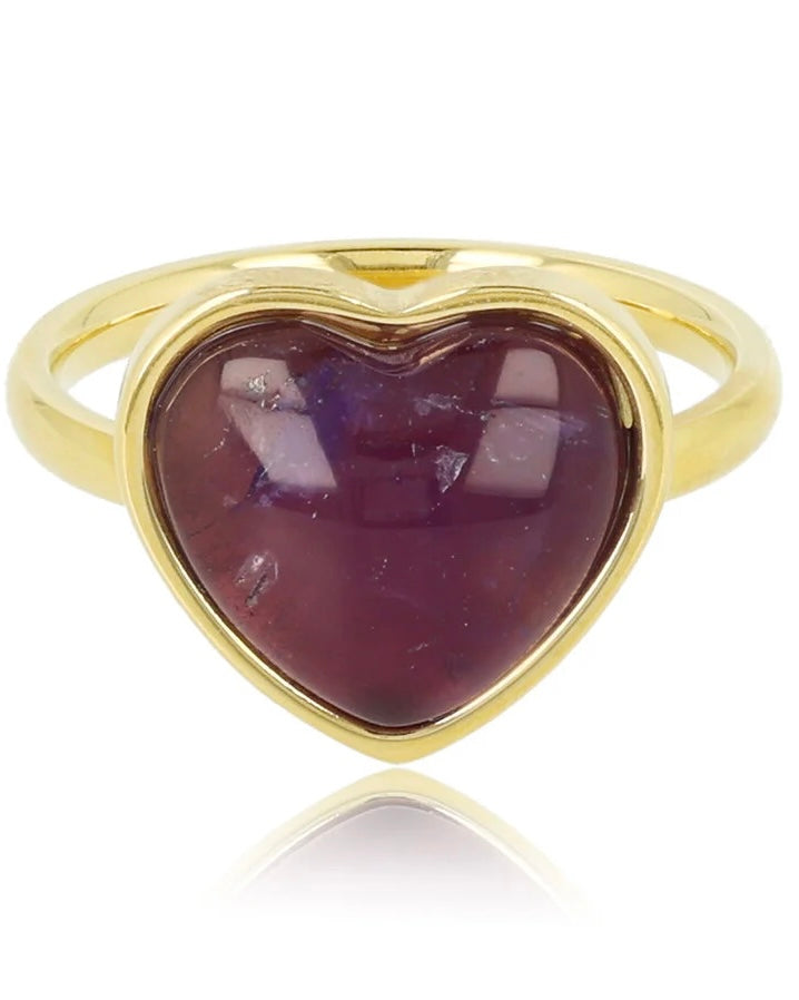 Hart ring Rozekwarts/Amethist/Onyx goud