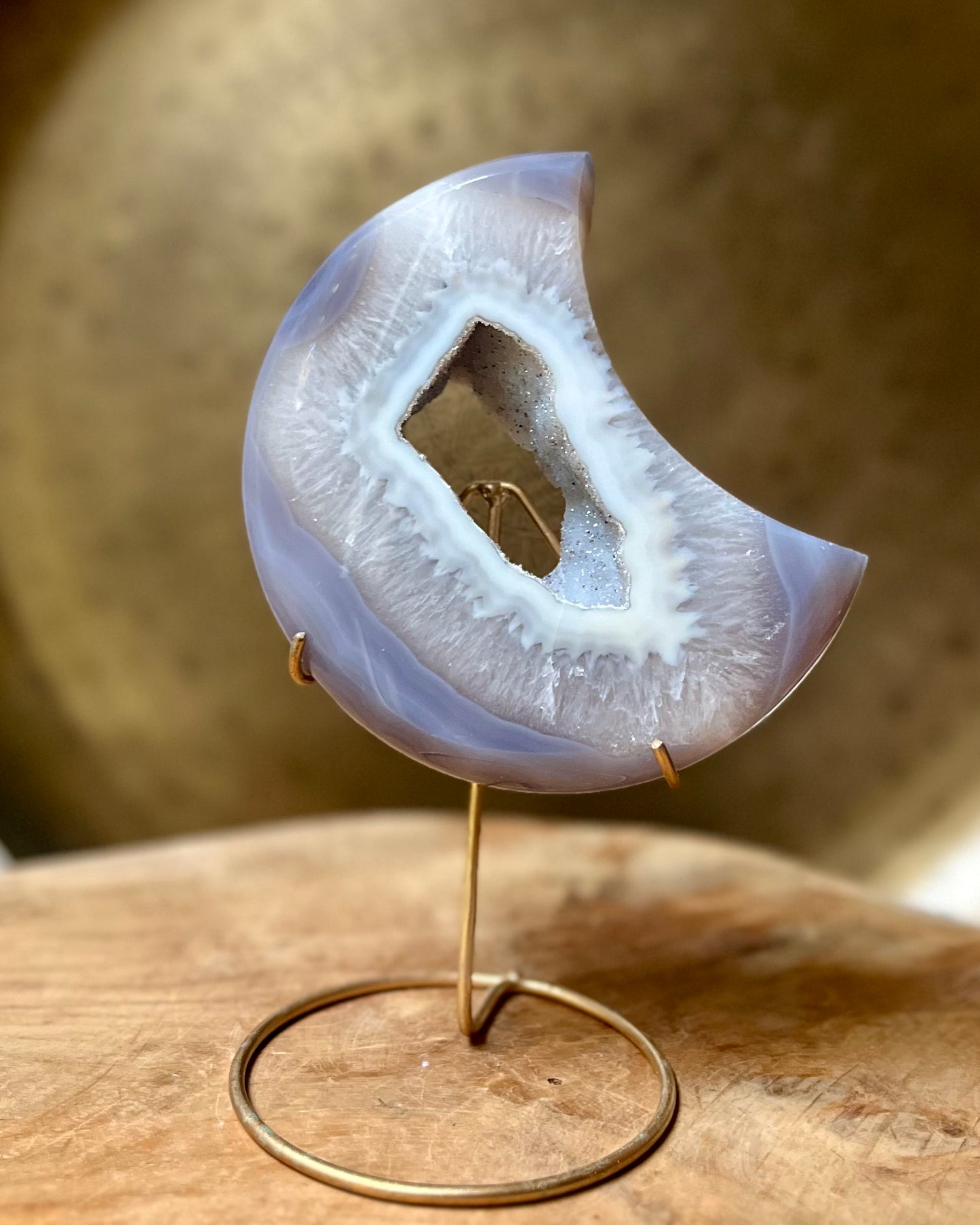 Grote druzy Agaat maan op standaard