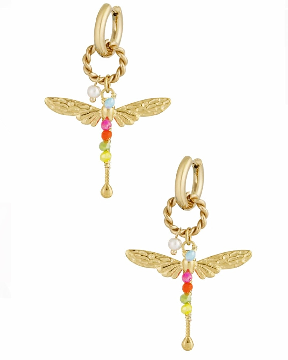 Libelle oorbellen goud