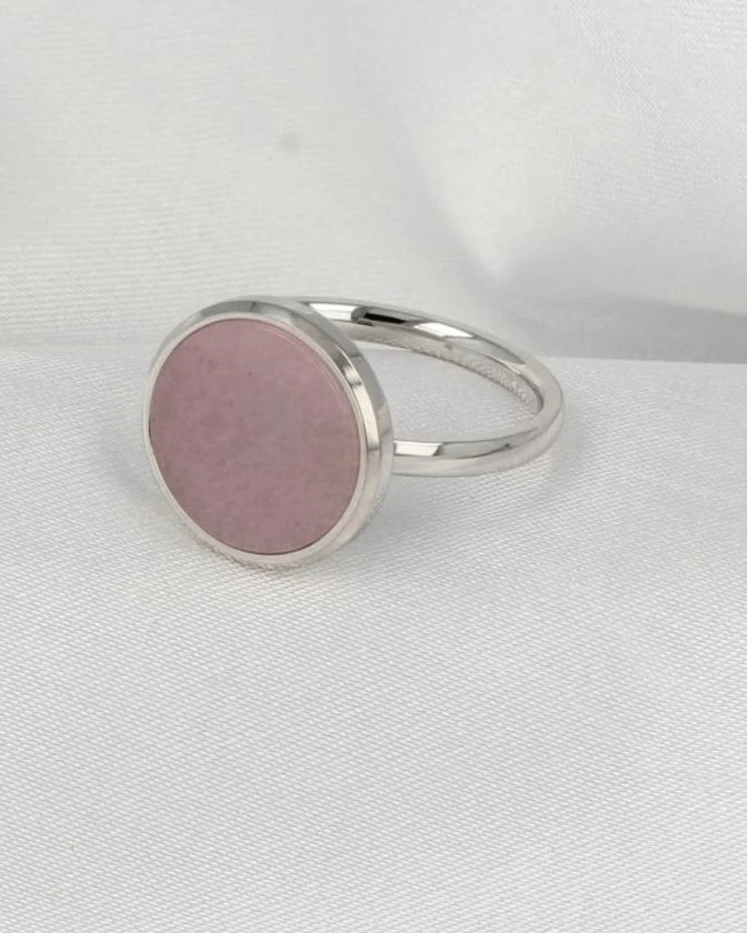 Rhodoniet ring rond zilver