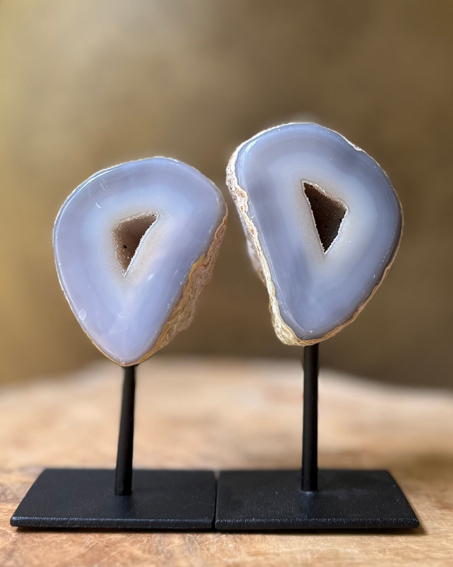 Agaat geode paartje op standaard