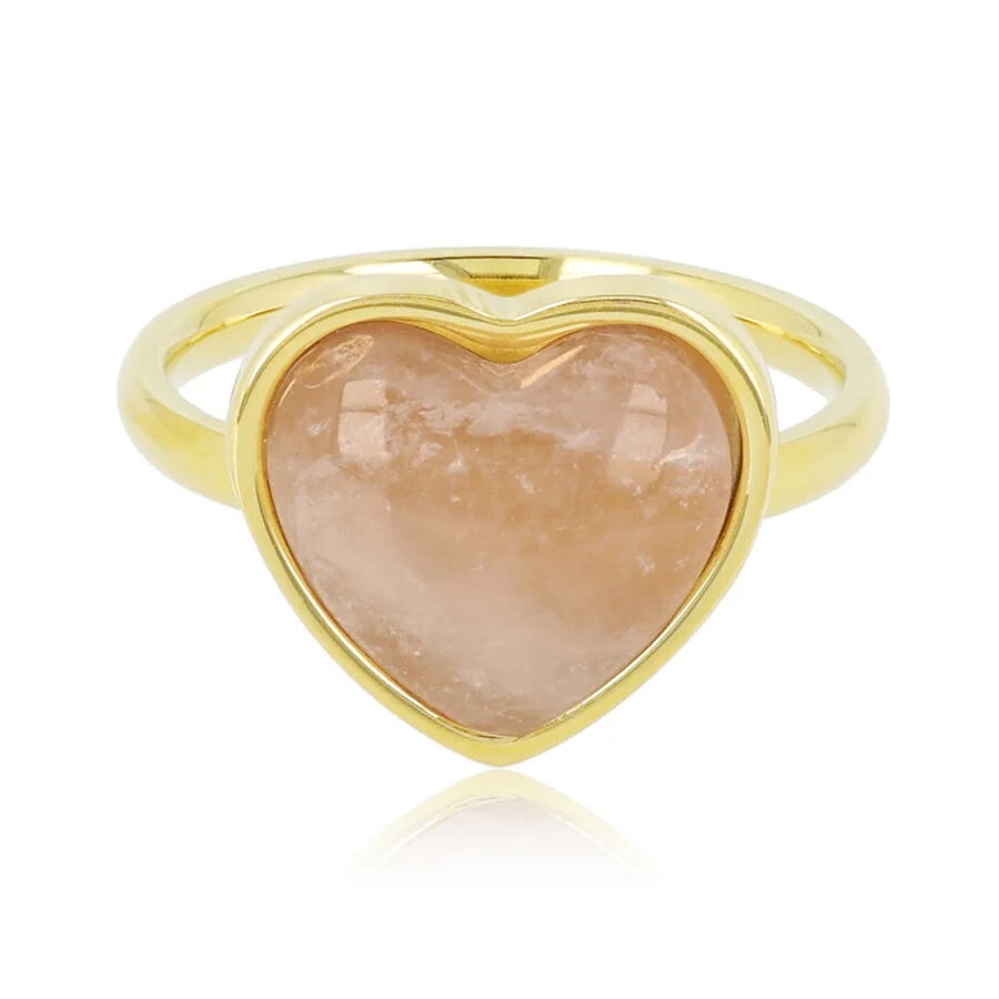 Hart ring Rozekwarts/Amethist/Onyx goud