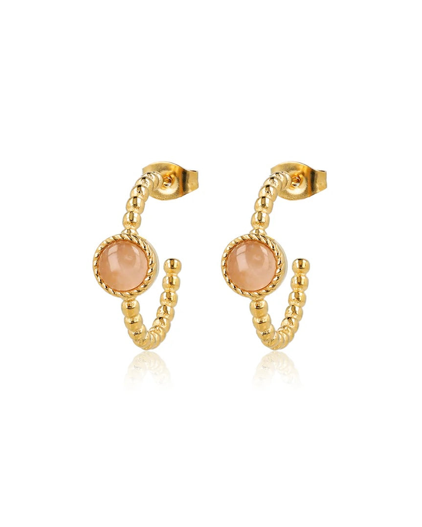 Rozekwarts bolletjes oorring