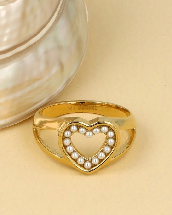 Hart ring parels goud