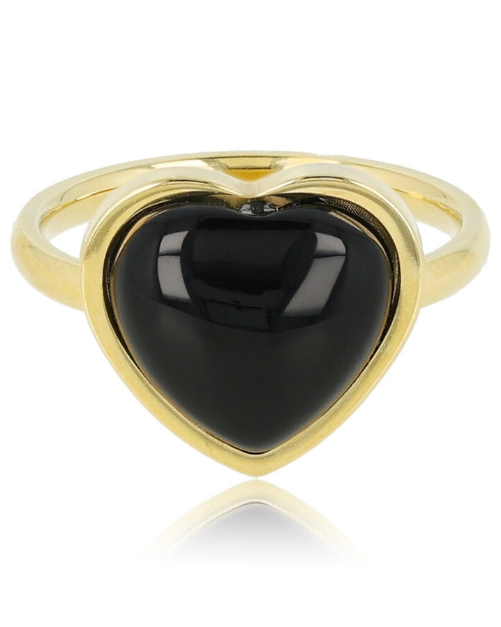 Hart ring Rozekwarts/Amethist/Onyx goud