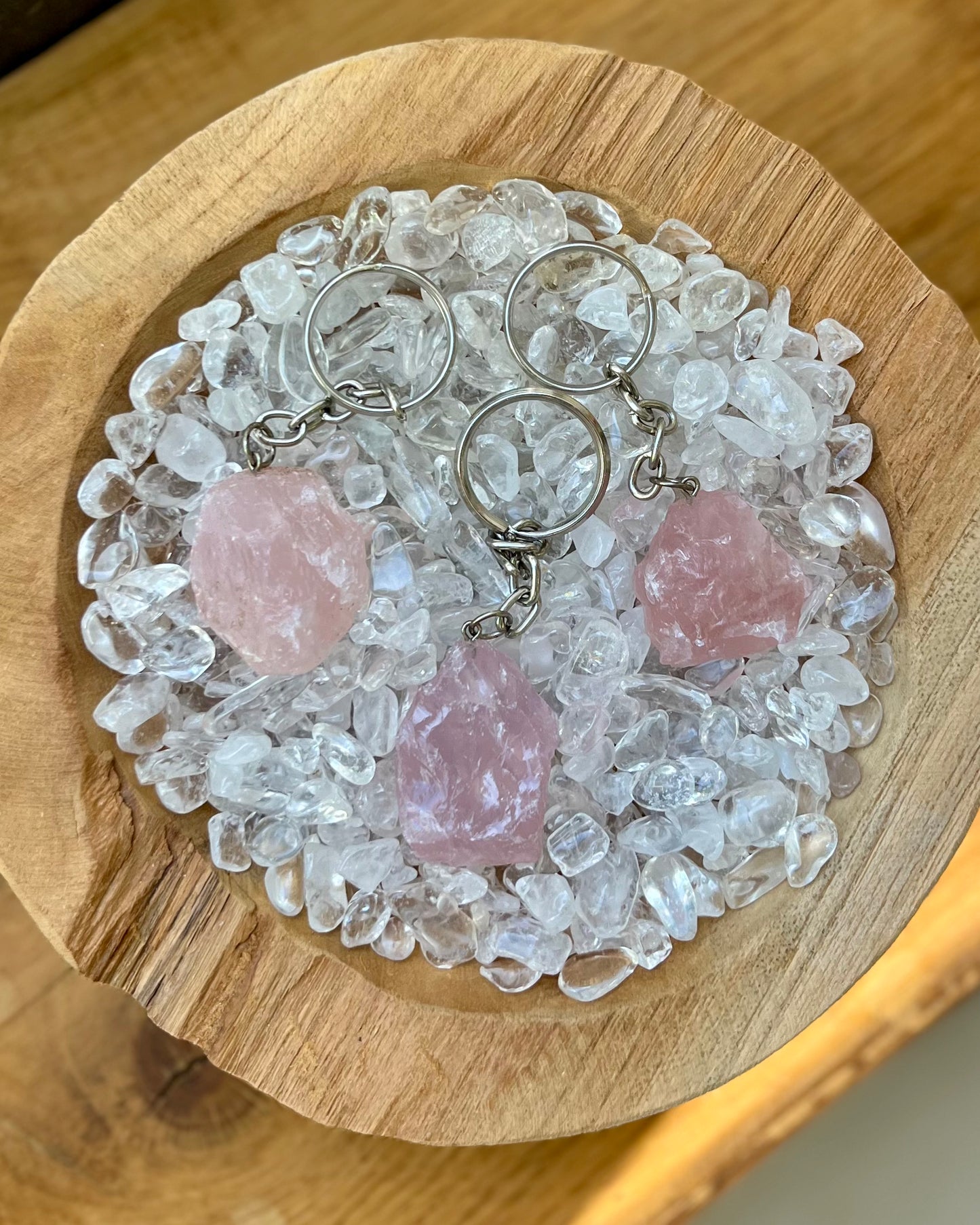 Rose quartz keychain