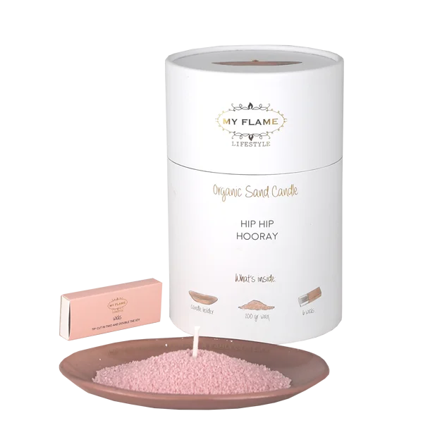 Organic Sand Candle ‘hip hip hooray’