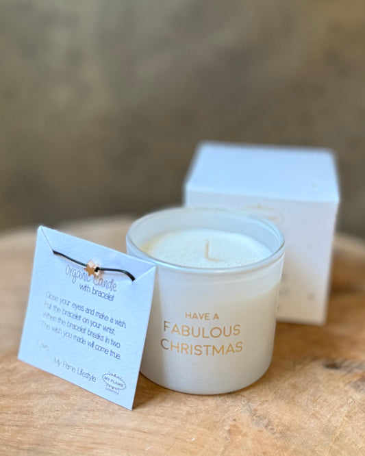 Geurkaars met wens-armband Have a Fabulous Christmas