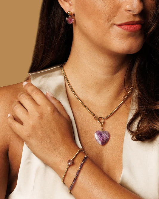 Amethist hart armband goud