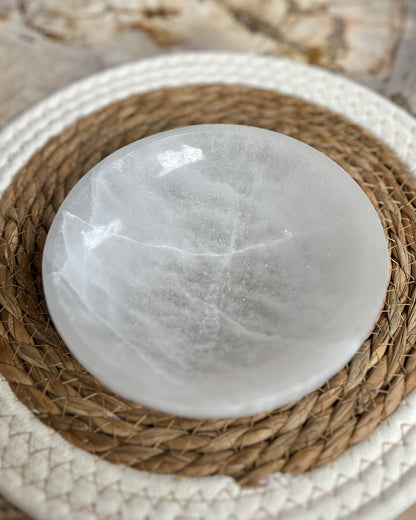 Selenite bowl round large