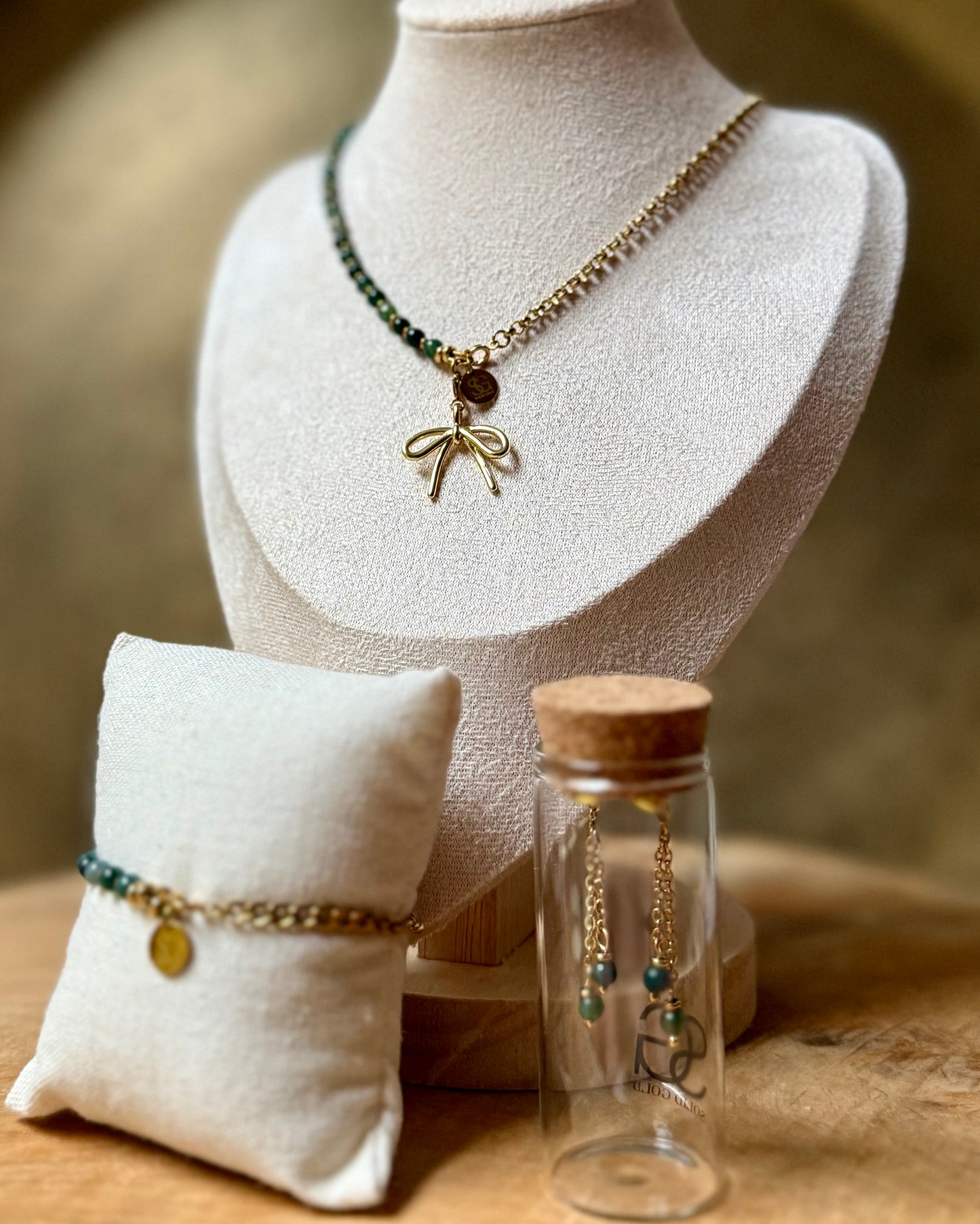 Edelsteen tussenstuk ketting Solid Gold