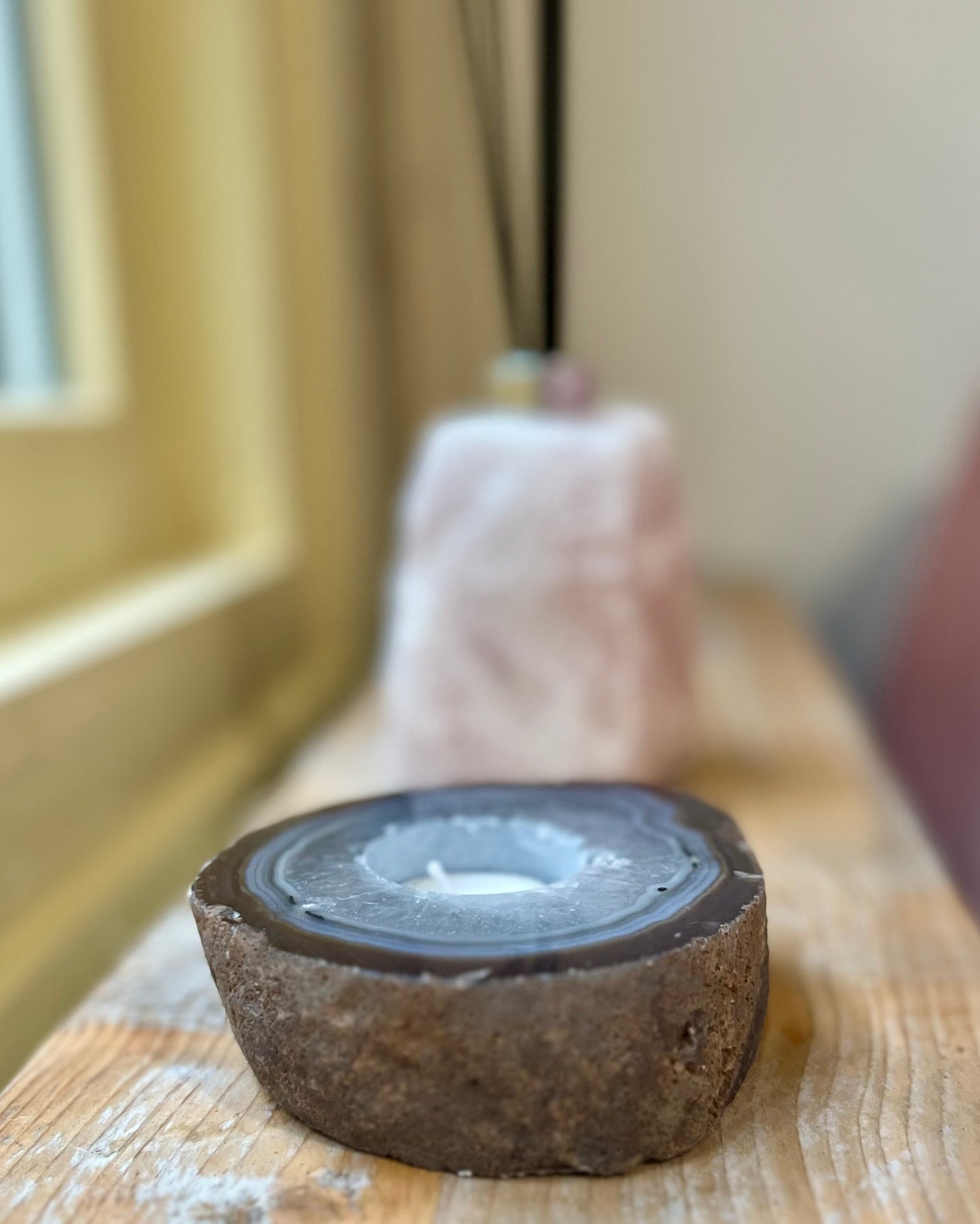 Flat Agate Tea Light Holder