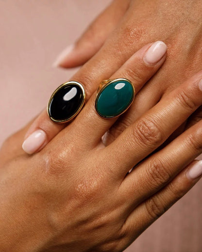 Onyx statement ring goud