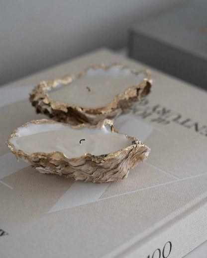 Ariel oesterschelp kaars met bladgoud