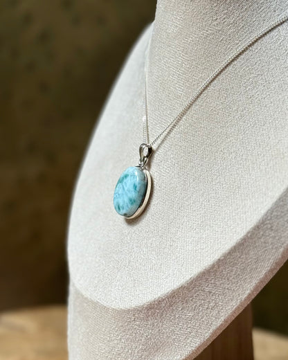 Zilveren hanger Larimar