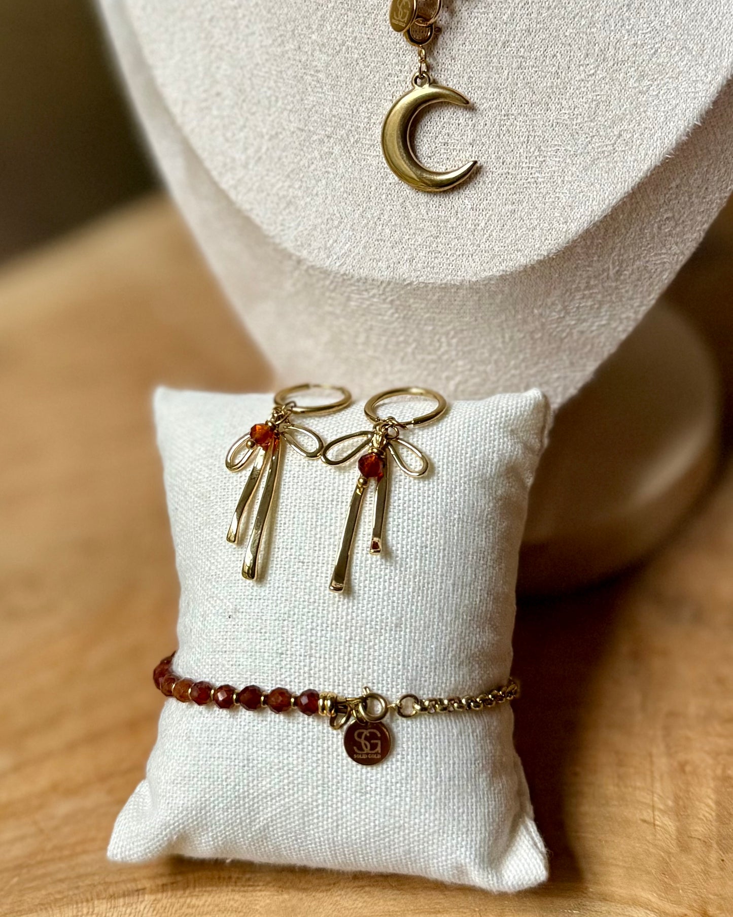 Edelsteen tussenstuk ketting Solid Gold